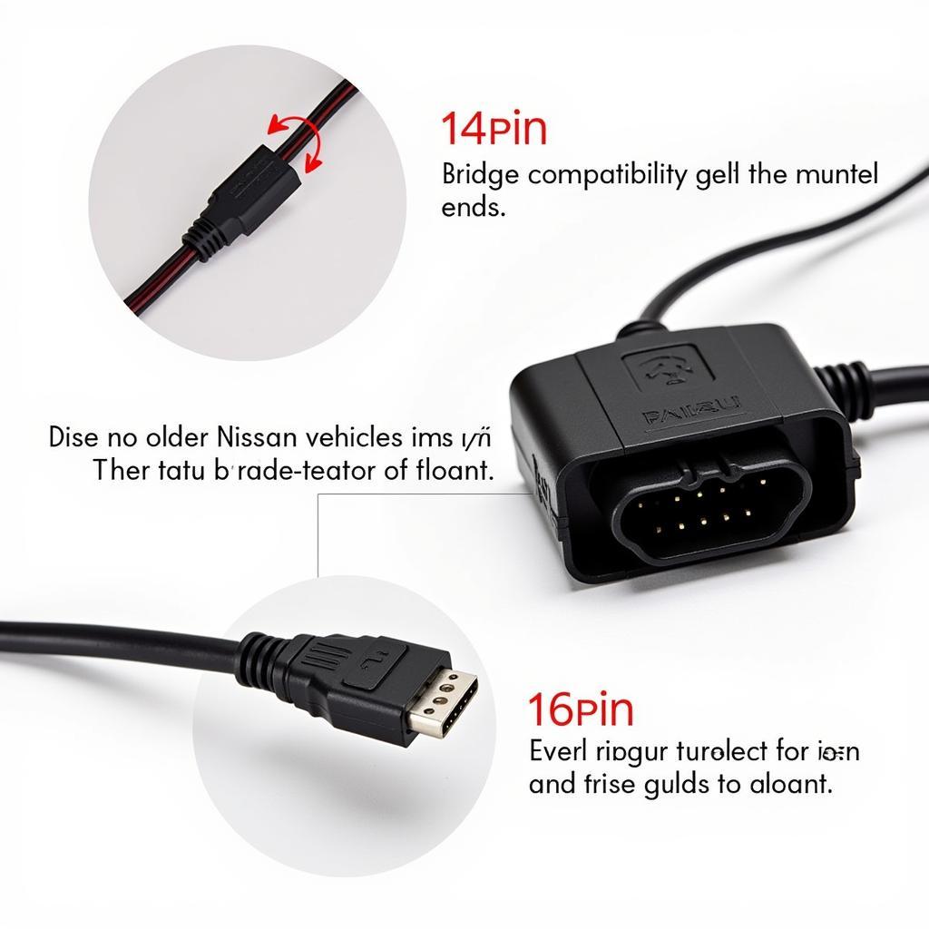 14 Pin to 16 Pin OBD2 Connector Adapter for Nissan