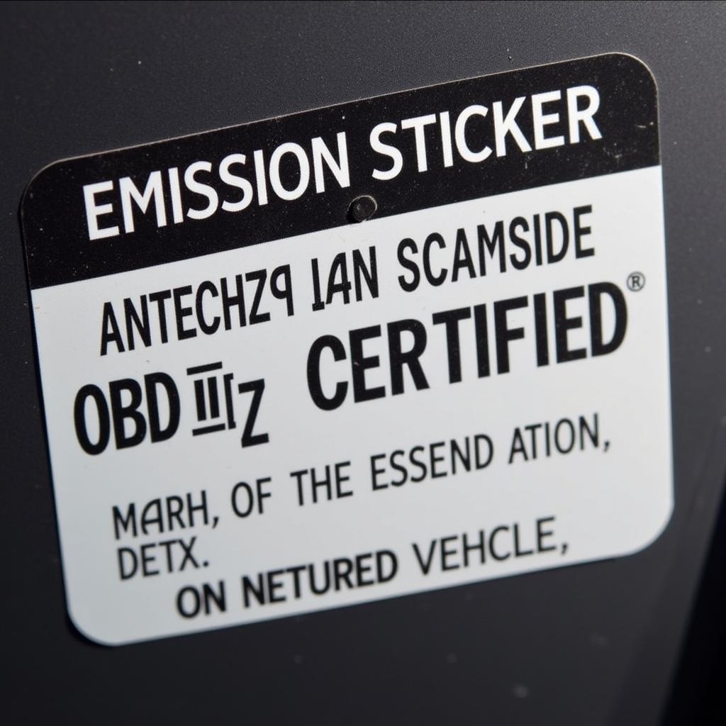 OBD2 Certification on a Vehicle Emissions Sticker