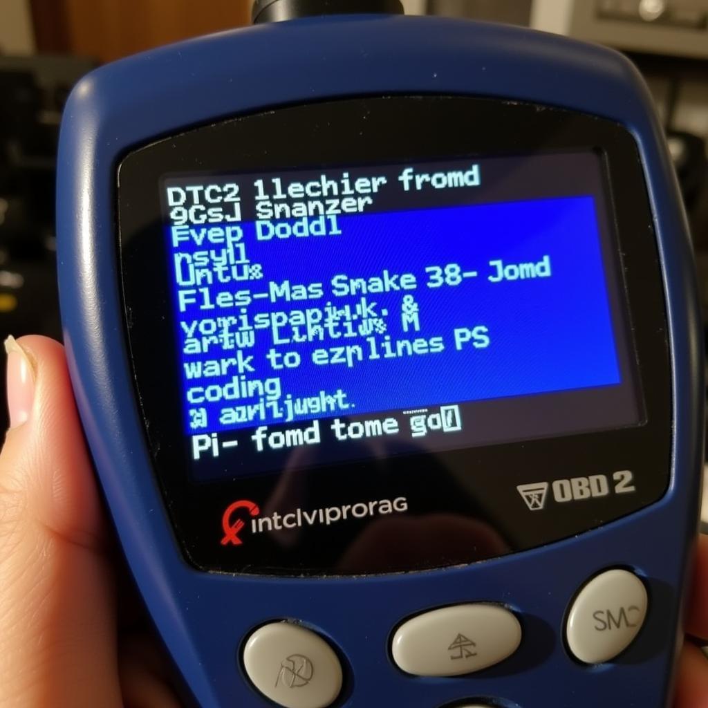 OBD2 Code Reader Display Showing DTC