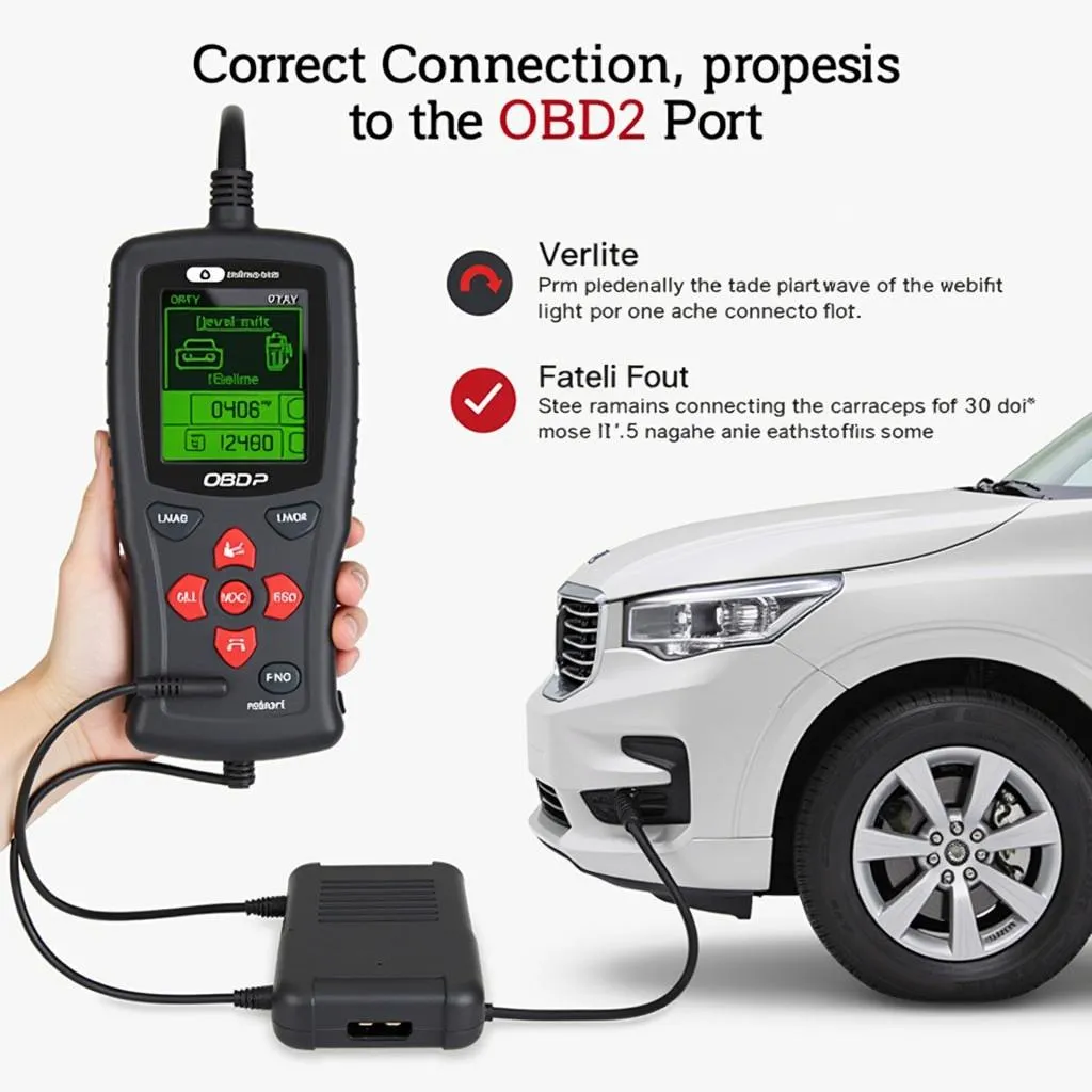 An OBD2 scanner connected to the port of a 1996 Impala SS.