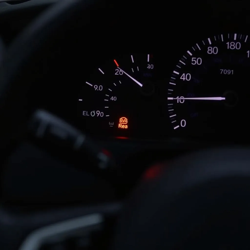 2017 Subaru Forester Dashboard with Check Engine Light Illuminated