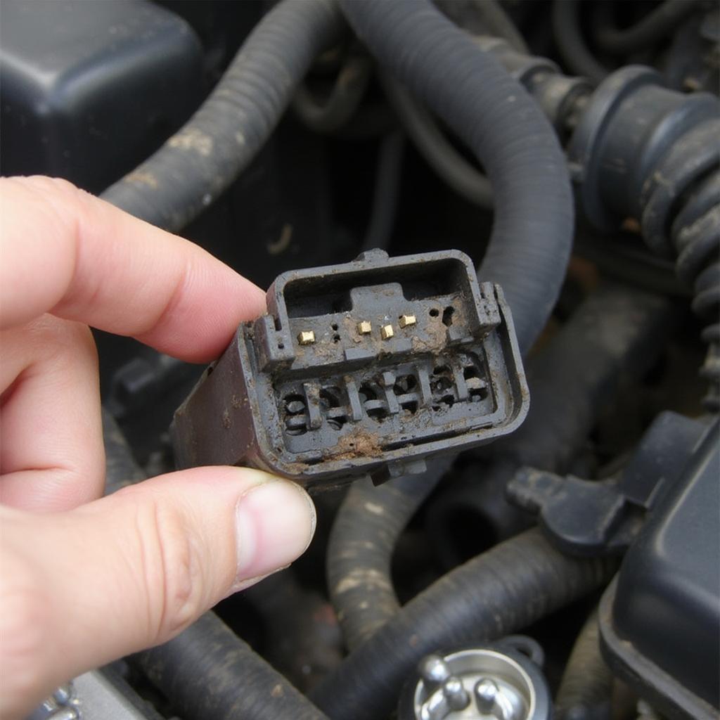 Inspecting the OBD2 connector on a 1997 Honda Prelude