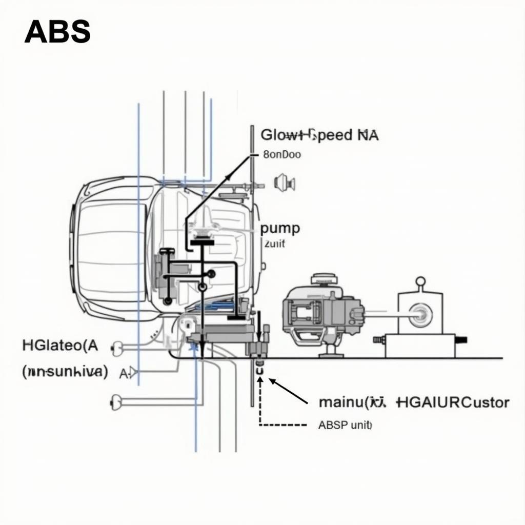 Diagram showing the components of a car's ABS system