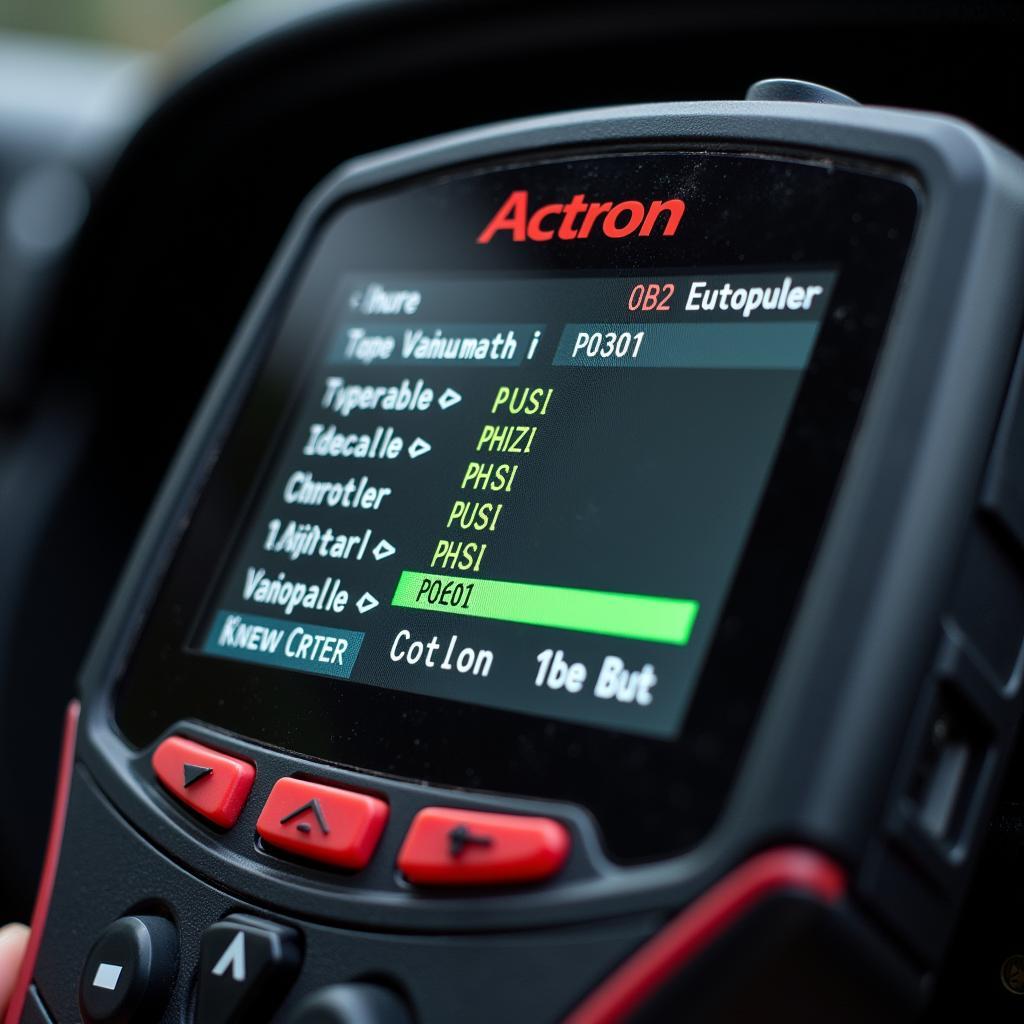 Actron OBD2 scanner displaying a code