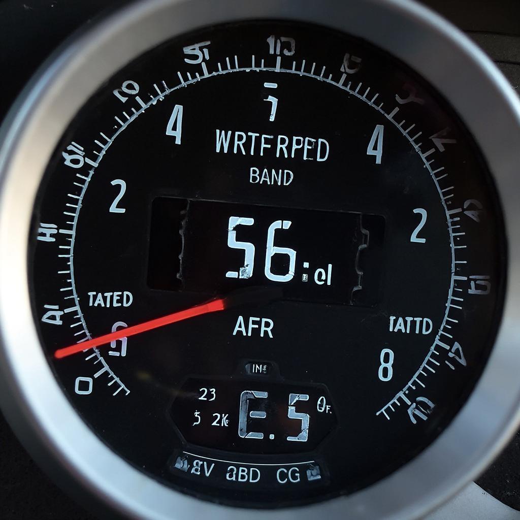 AEM OBD2 Wideband Gauge Displaying Dual AFR Readings