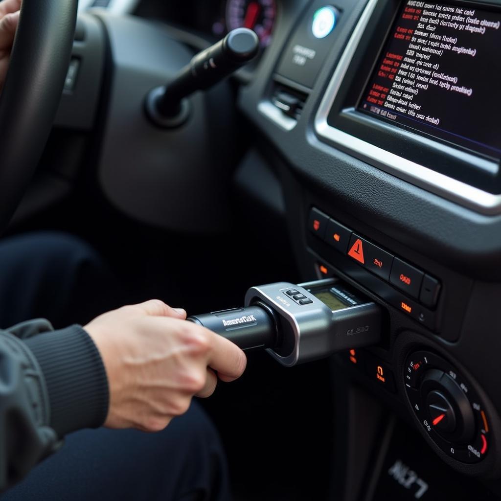 AL329 OBD2 Scanner Connected to a Car's Port