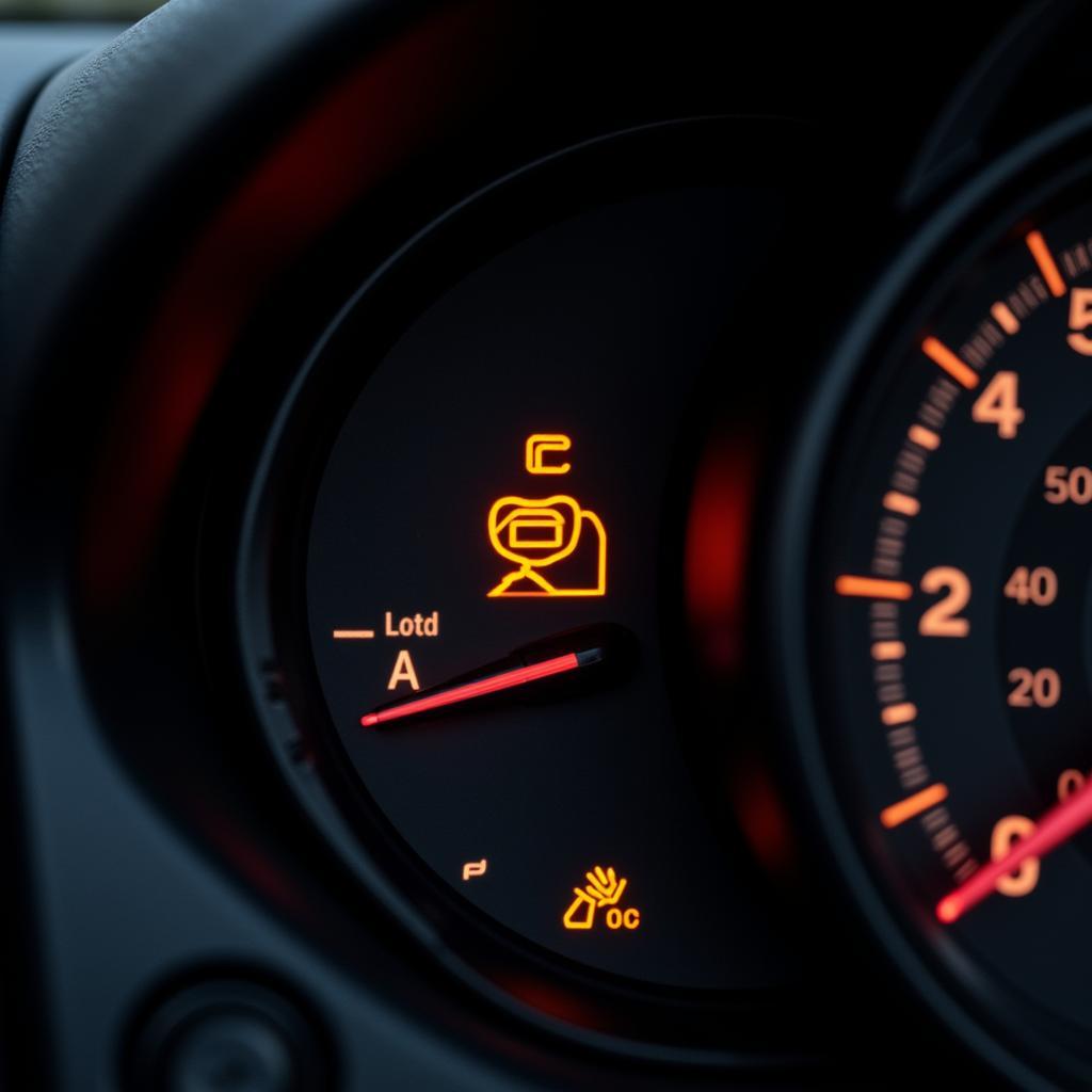 Alfa Romeo dashboard with illuminated airbag light