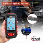 Mechanic holding Ancel FX6000 OBD2 Scanner