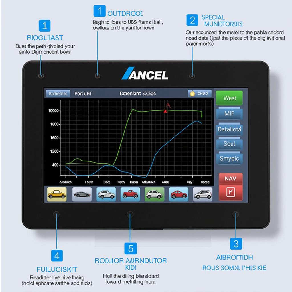 Ancel VD500 Features Display