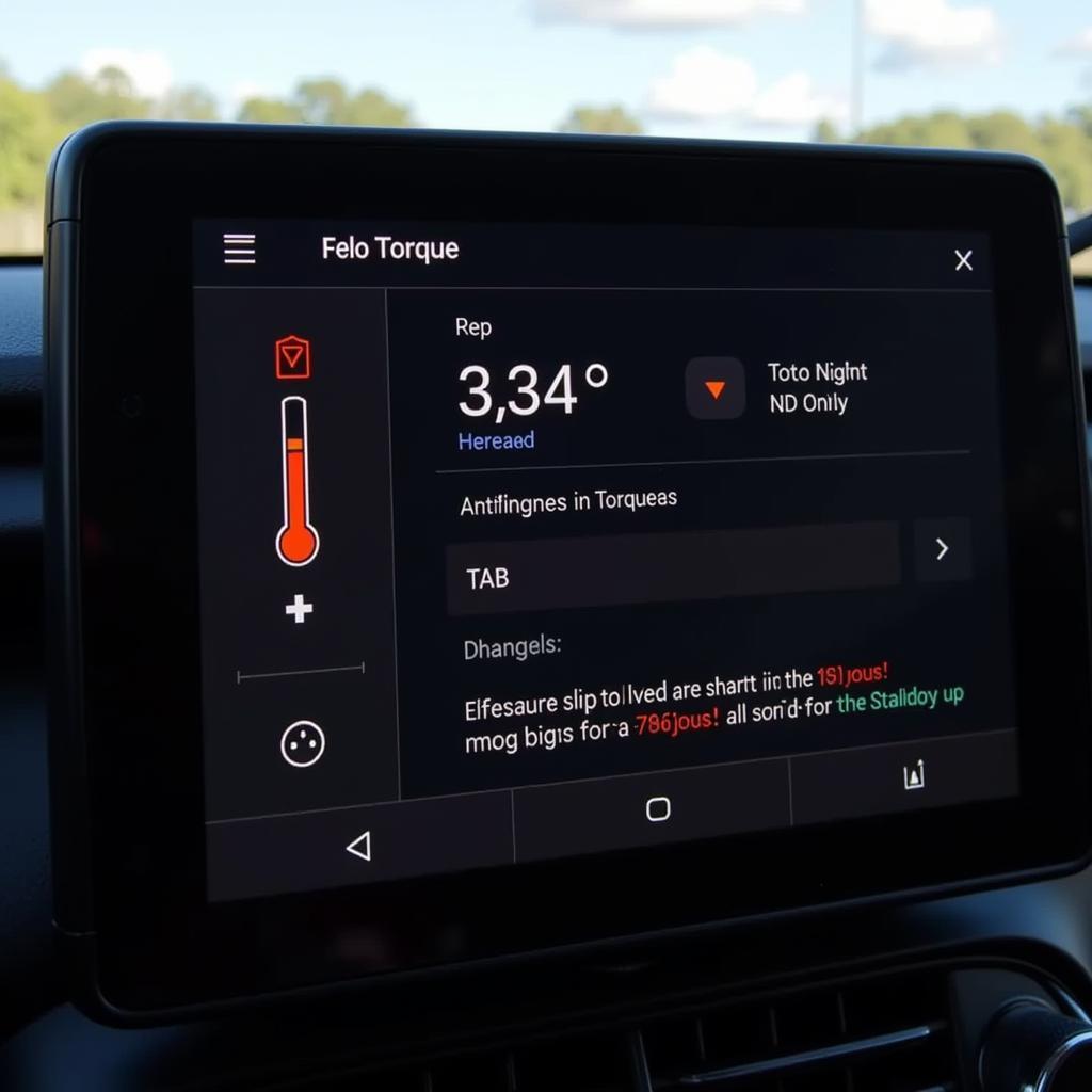 Android Auto Display Showing Torque App Data