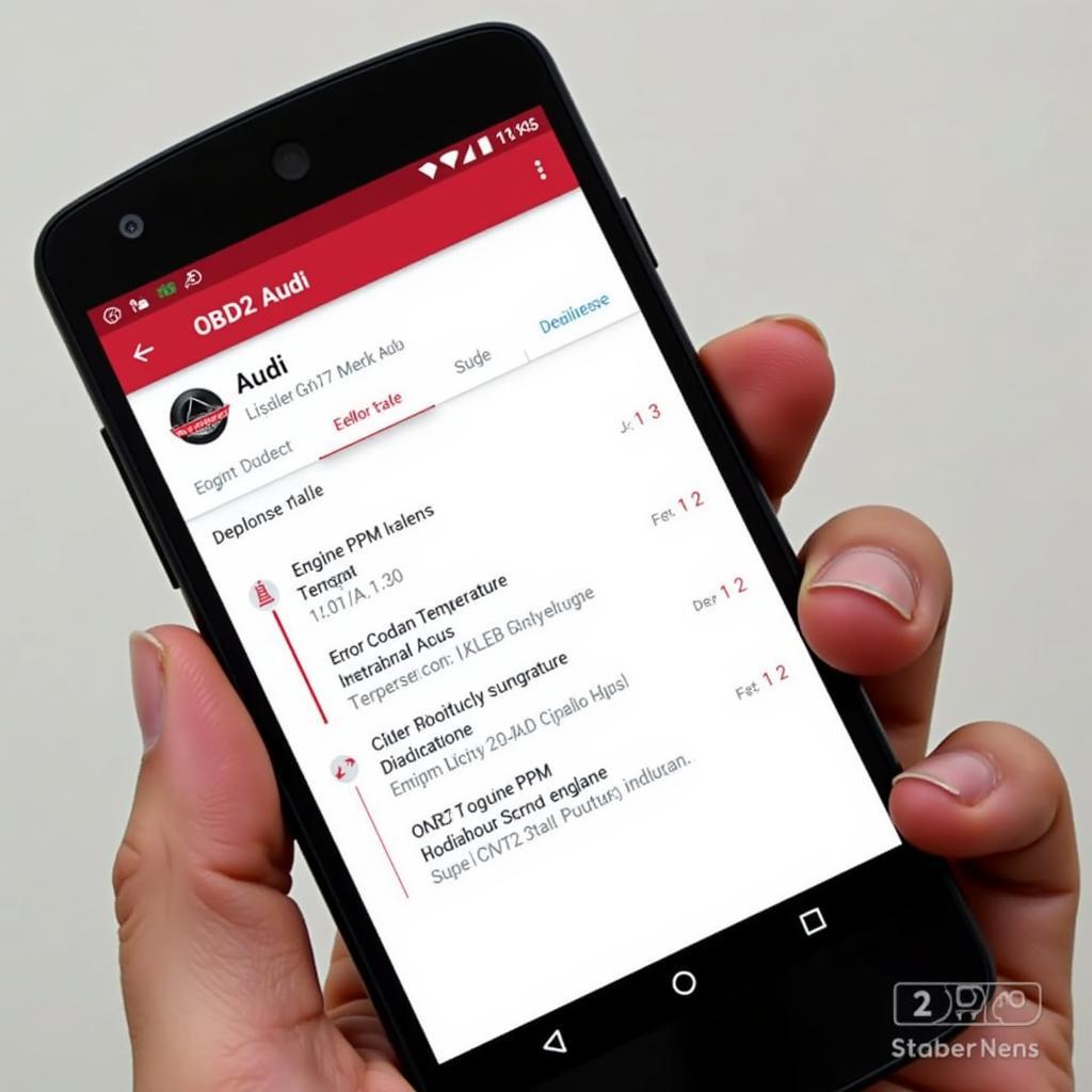 Android App Displaying Audi Diagnostics