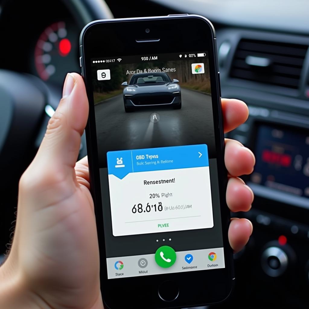 Android Phone Displaying OBD2 App