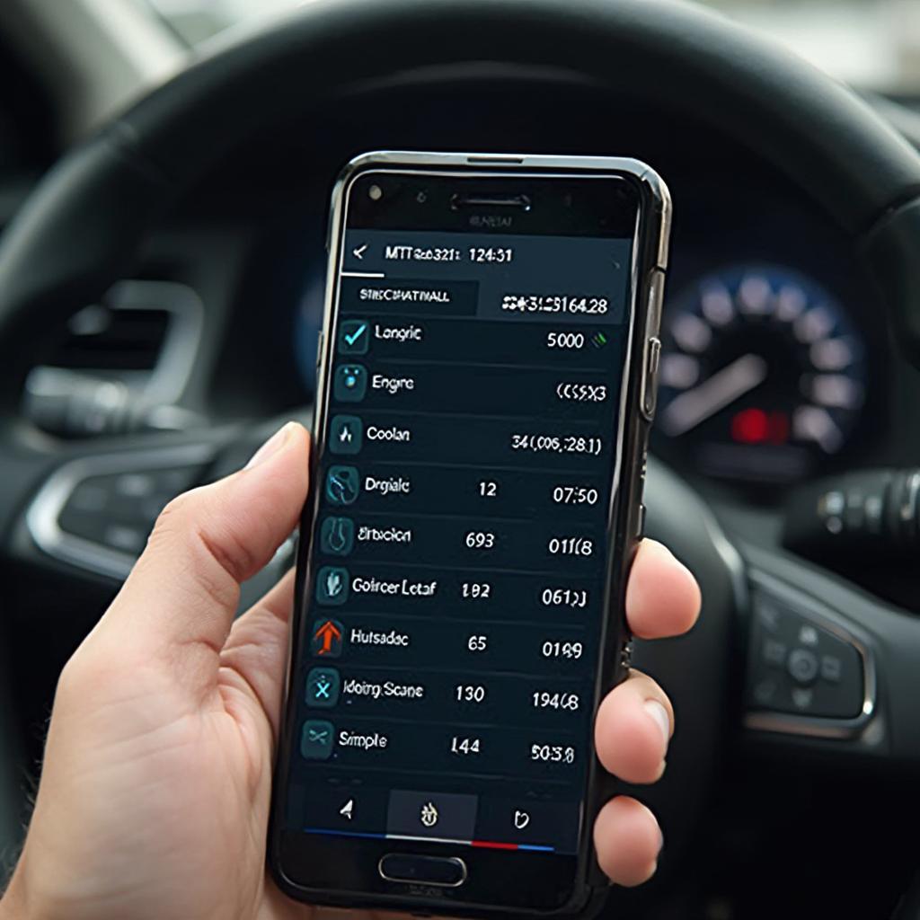 Android Phone Displaying OBD2 Data