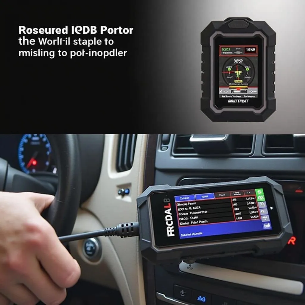 Autel AL539B OBD2 scanner connected to a car's OBD2 port