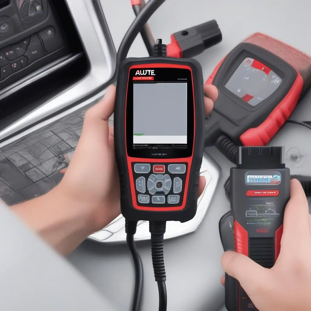 Mechanic holding the Autel AL619 OBD2 Scanner