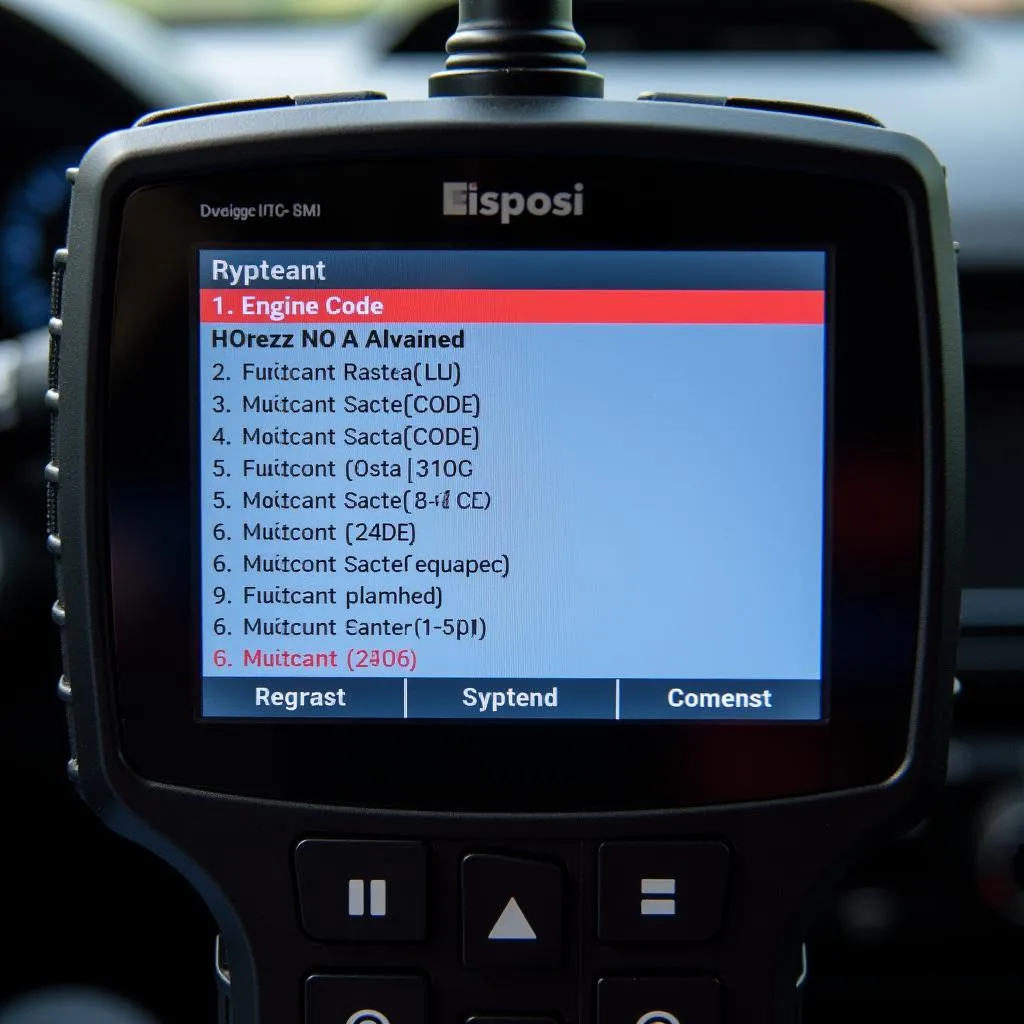 Autel AutoLink AL319 OBD2 scanner display showing engine trouble codes and their definitions