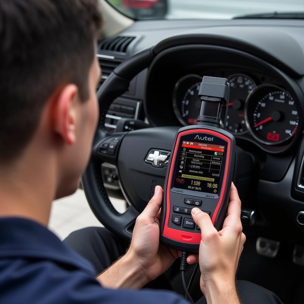 Autel MaxiCOM OBD2 Code Reader in Use