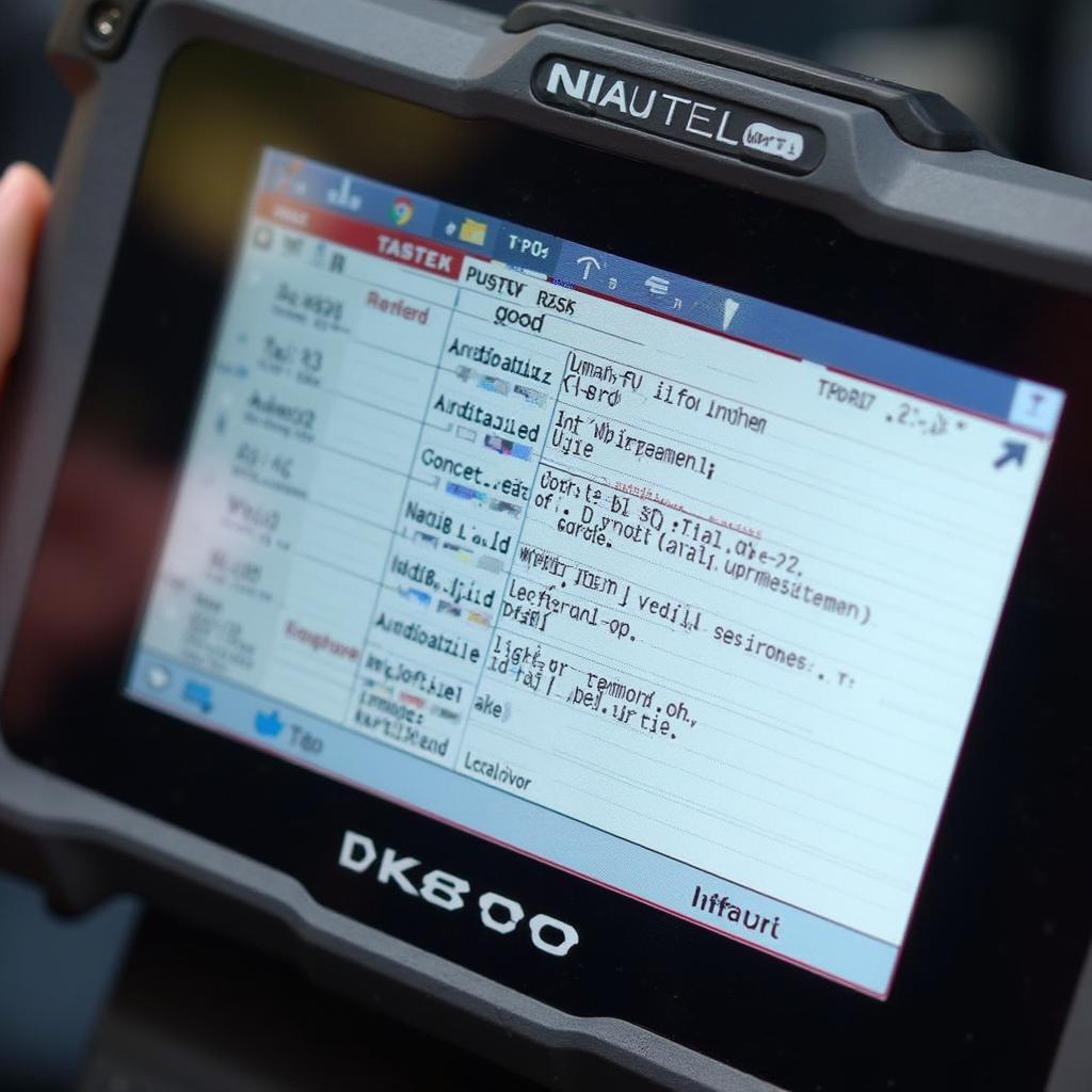 Close-up of Autel MK808 Displaying Diagnostic Data