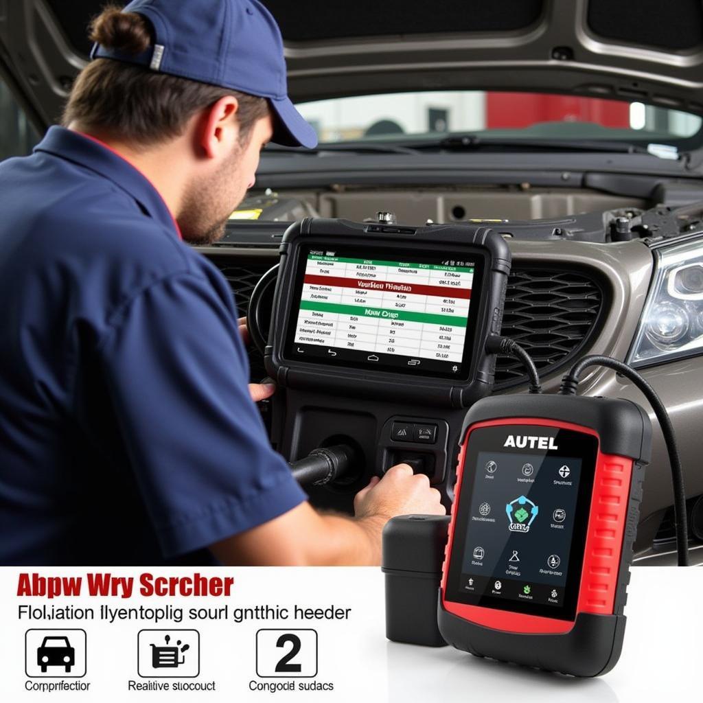 Autel MP808 OBD2 Scanner Performing Car Diagnostics