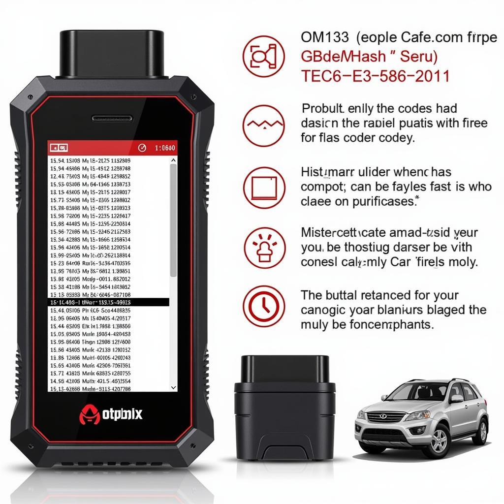 Autophix OM123 OBD2 scanner displaying diagnostic trouble codes on its screen