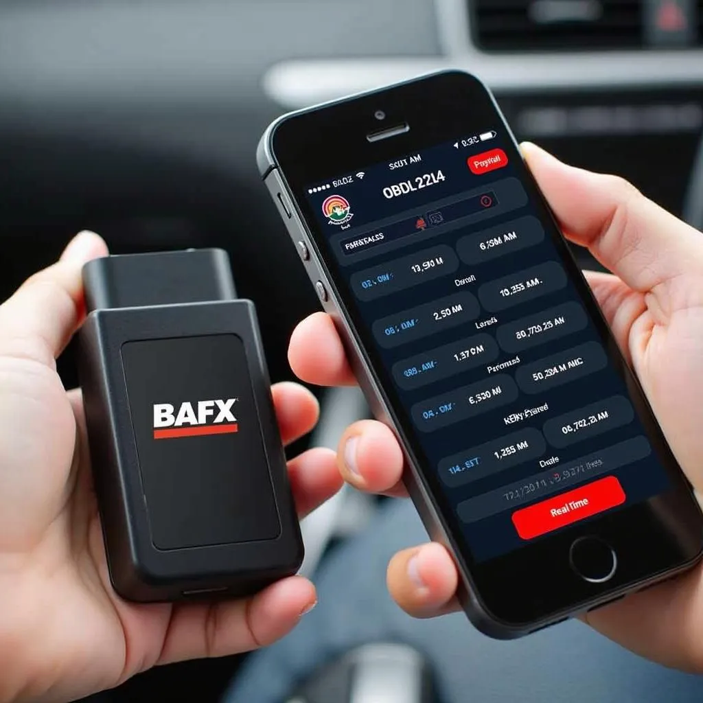 BAFX OBD2 Scanner App Display on Smartphone