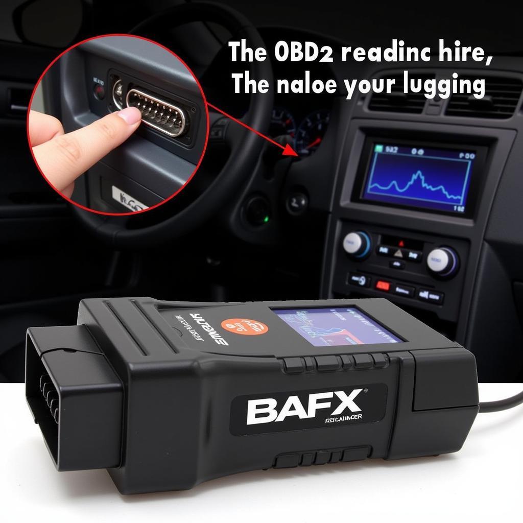 BAFX OBD2 scanner connected to a car's OBD2 port