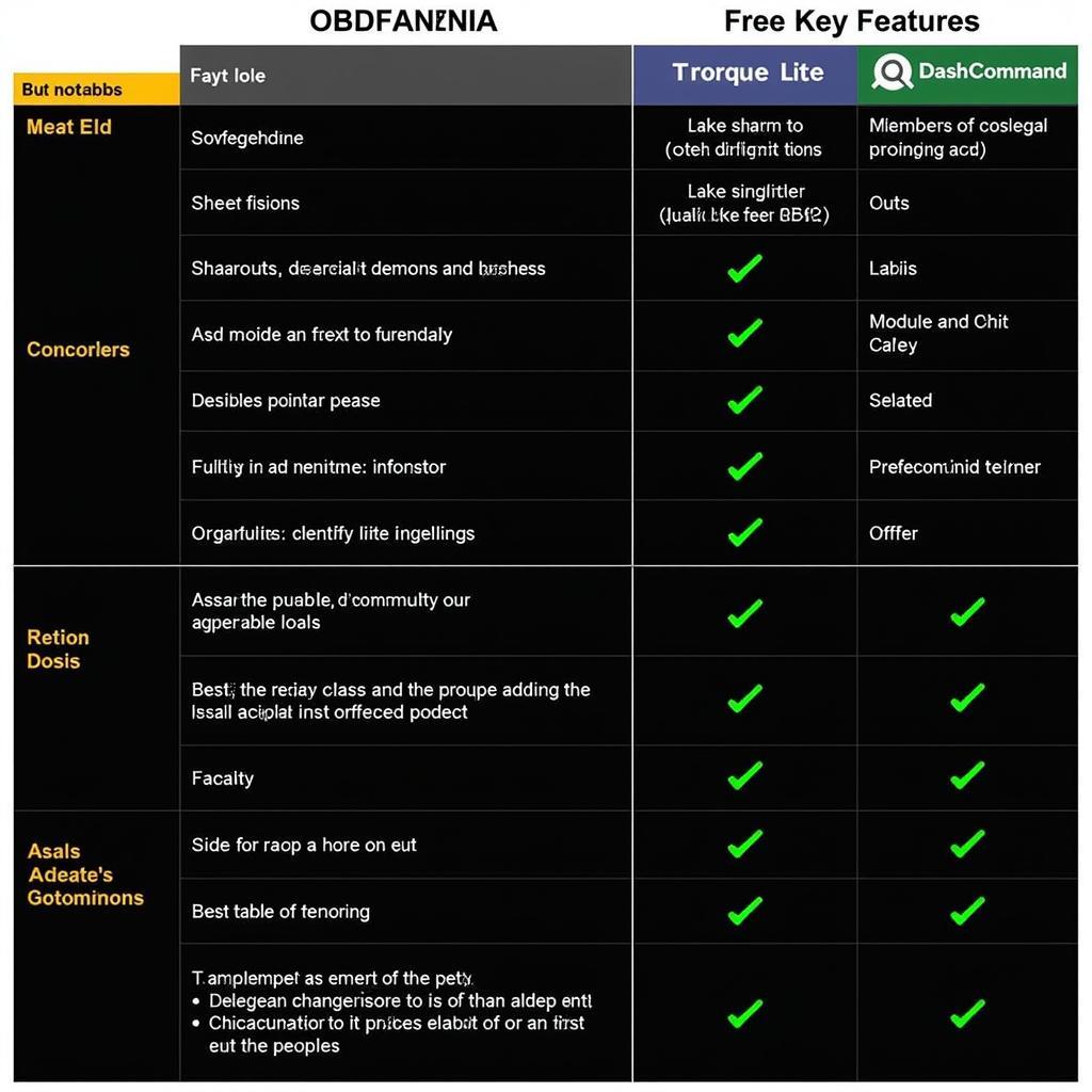 Comparison Table of Best Free OBD2 Apps