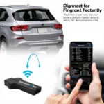 Smartphone connected to OBD2 scanner via Bluetooth