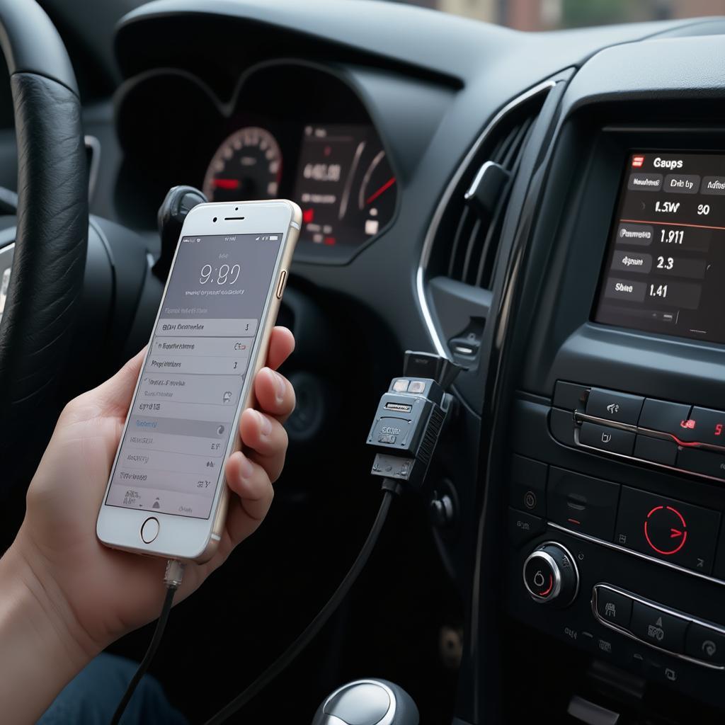 iPhone connected to OBD2 scanner