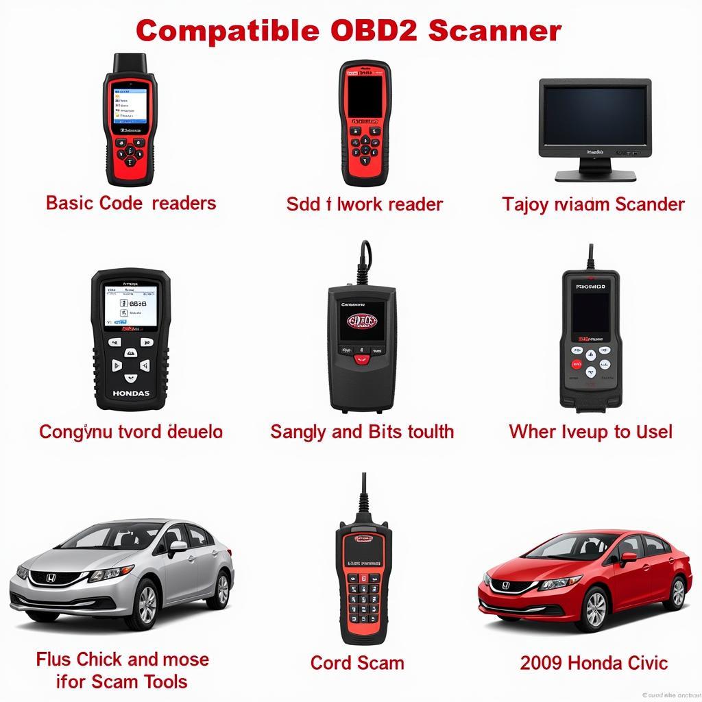 Various OBD2 scanners compatible with a 2009 Honda Civic