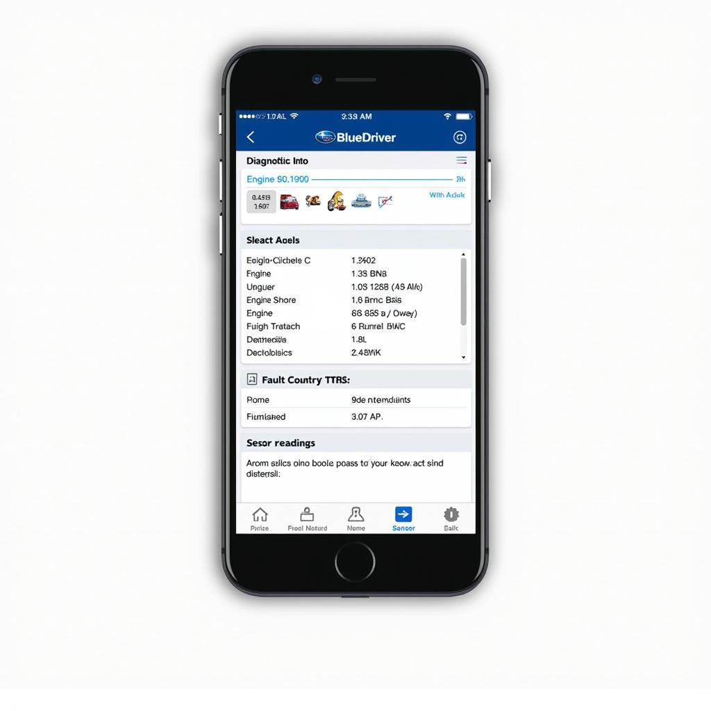 BlueDriver App Displaying Subaru Diagnostics