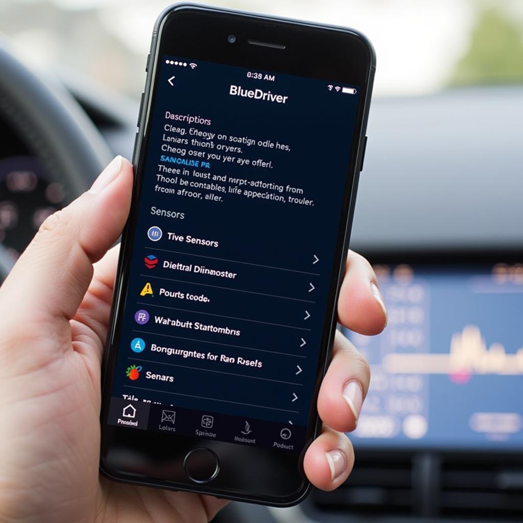 BlueDriver App on Smartphone Displaying Diagnostics