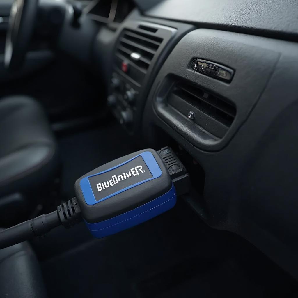 BlueDriver OBD2 Reader Connected to a Car