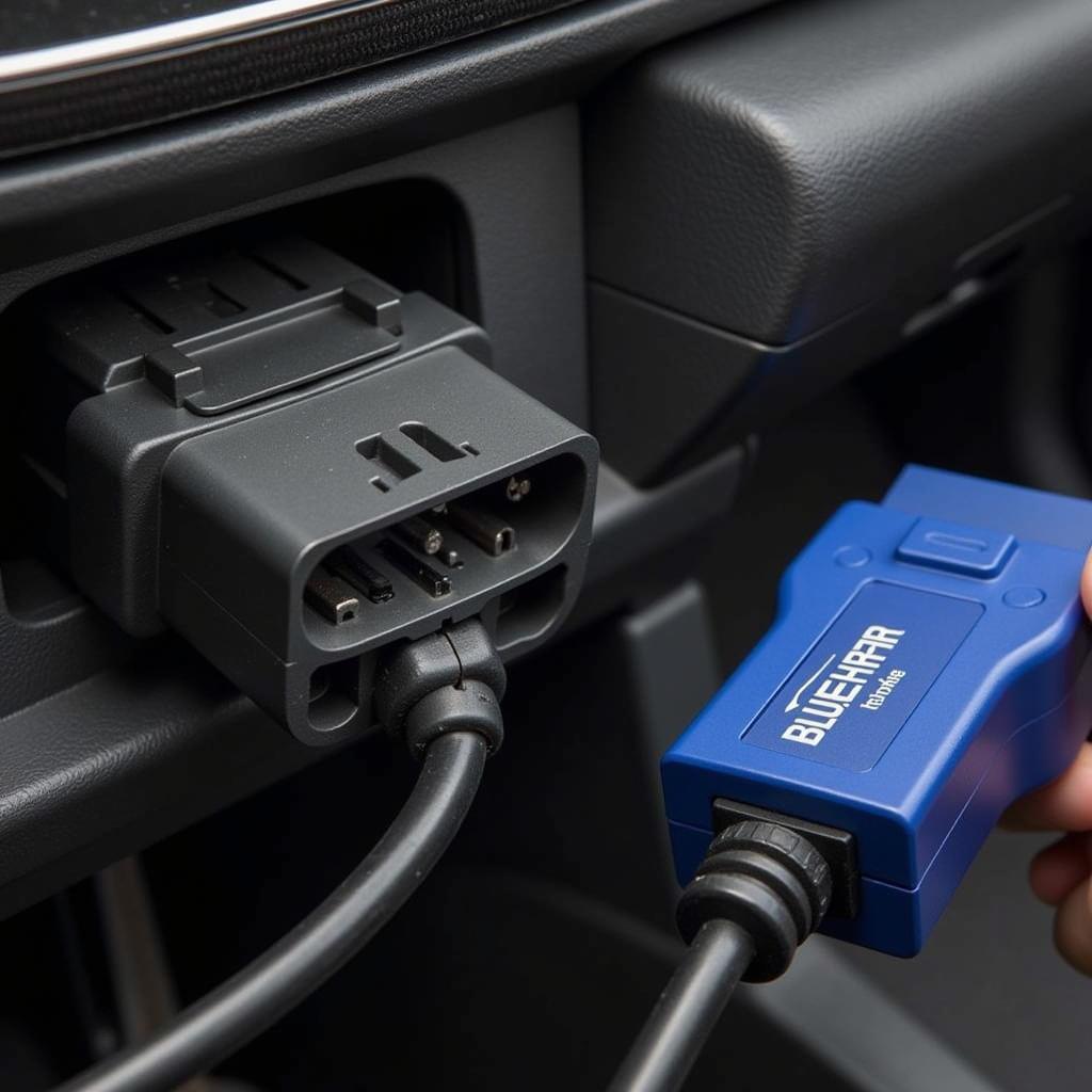 BlueDriver OBD2 Scanner Connected to Car