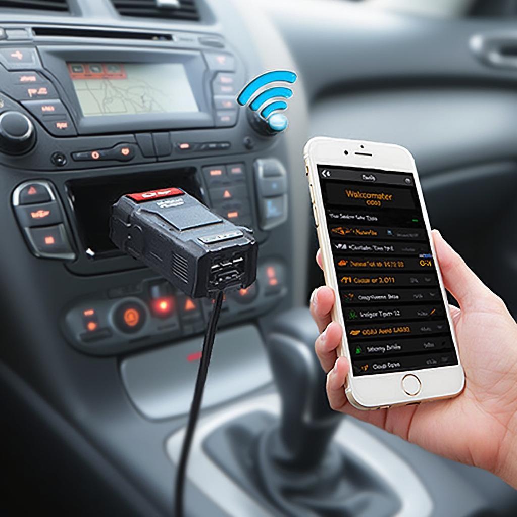 Bluetooth OBD2 Scanner Connected to a Smartphone