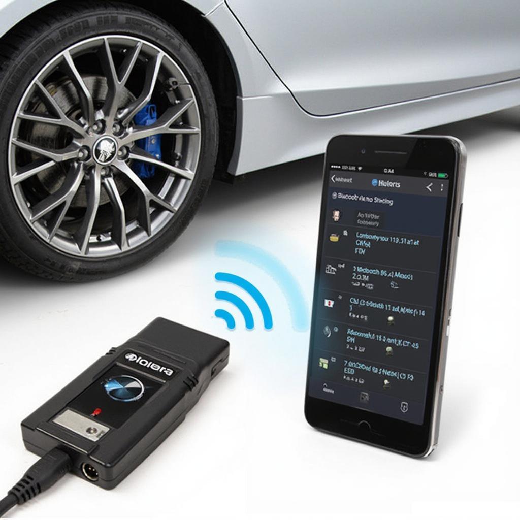 Bluetooth OBD2 Scanner Adapter Connected to Car