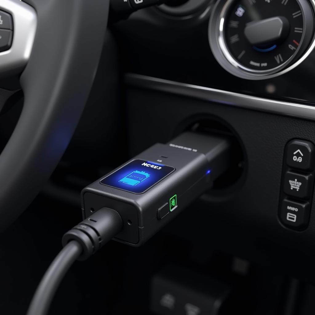 Bluetooth OBD2 Scanner Connected to Car