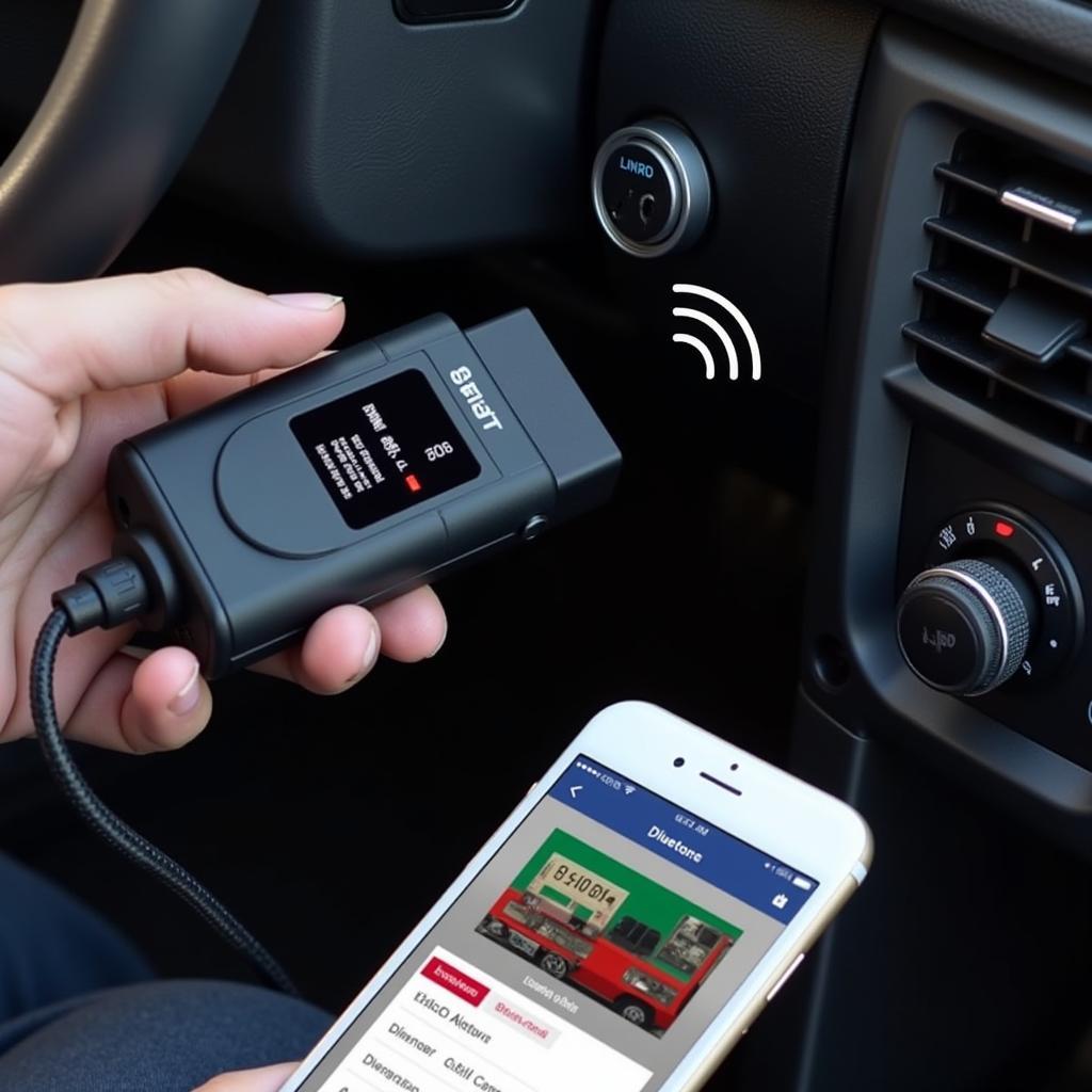 Bluetooth OBD2 Scanner Connected to Smartphone