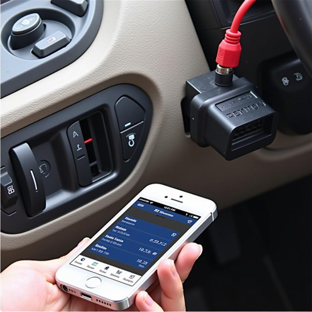 Bluetooth OBD2 Scanner Connected to Car