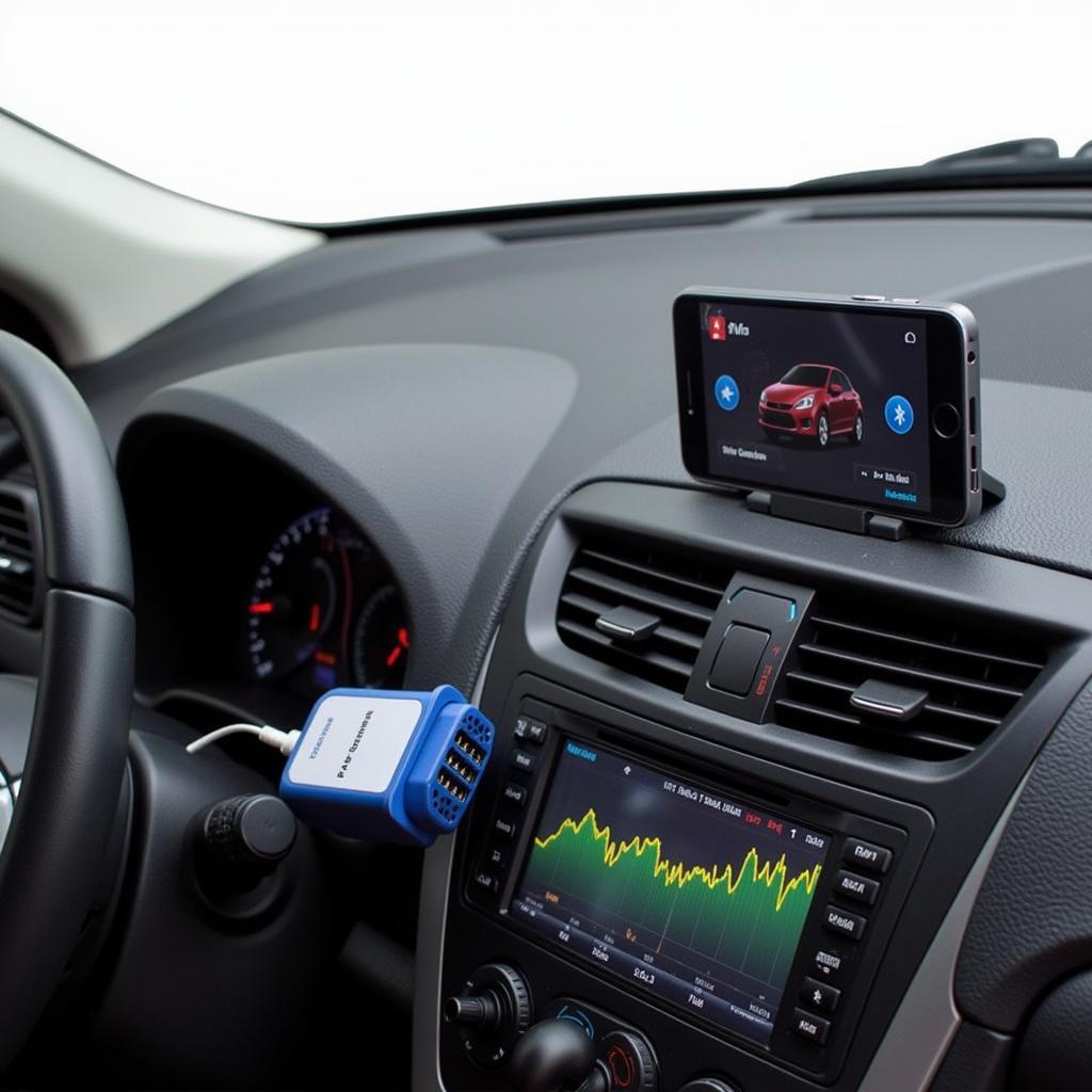 Bluetooth OBD2 Scanner Connected to Car