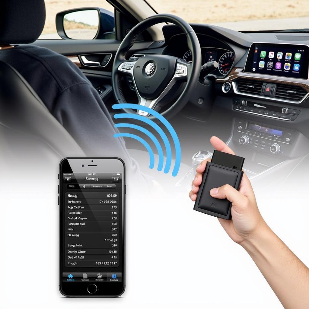 Bluetooth OBD2 Scanner Connected to Smartphone