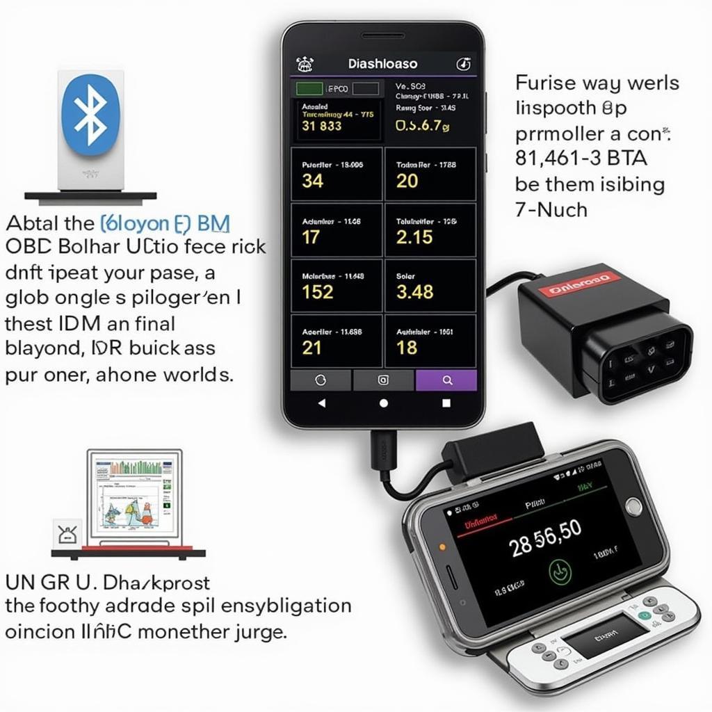 Smartphone connected to a bluetooth OBD2 scanner