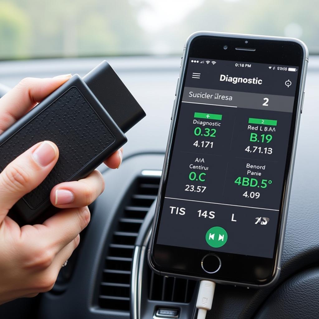 Bluetooth OBD2 Scanner Connected to Smartphone