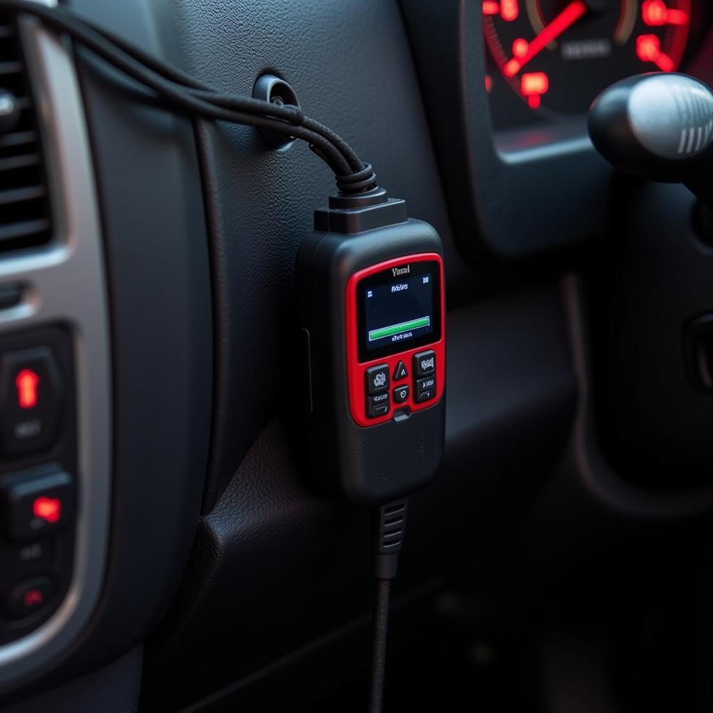 Bluetooth OBD2 Scanner plugged into a 2006 Nissan Xterra