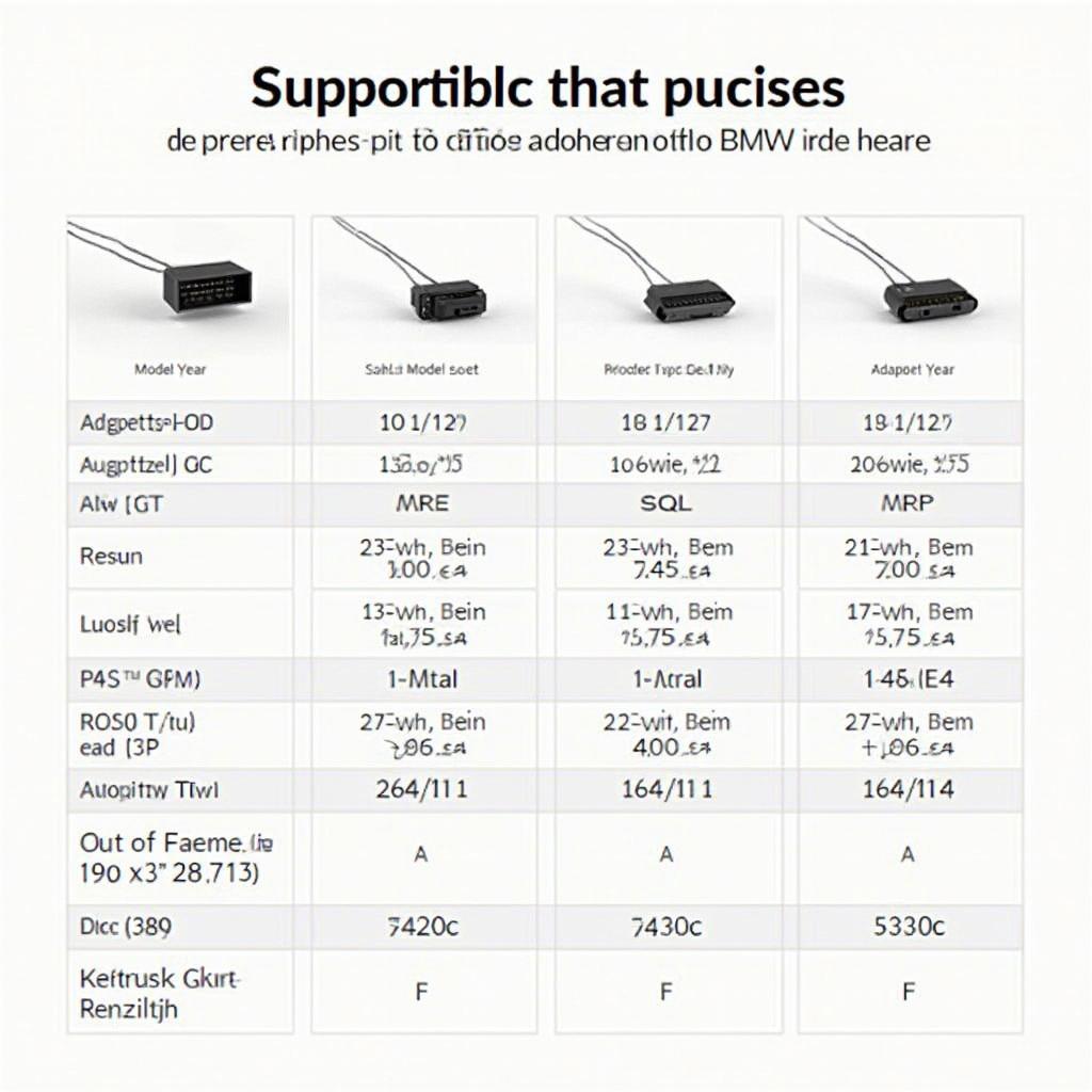 BMW 20-Pin to OBD2 Adapter Compatibility Chart