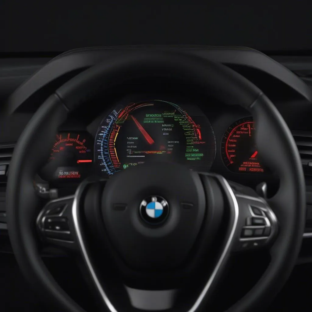 BMW Dashboard with Warning Lights