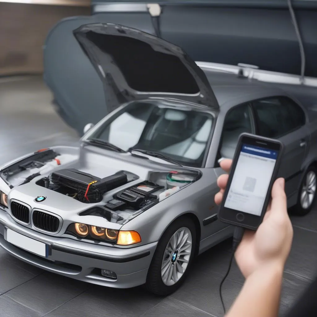 BMW E39 connected to an OBD2 scanner