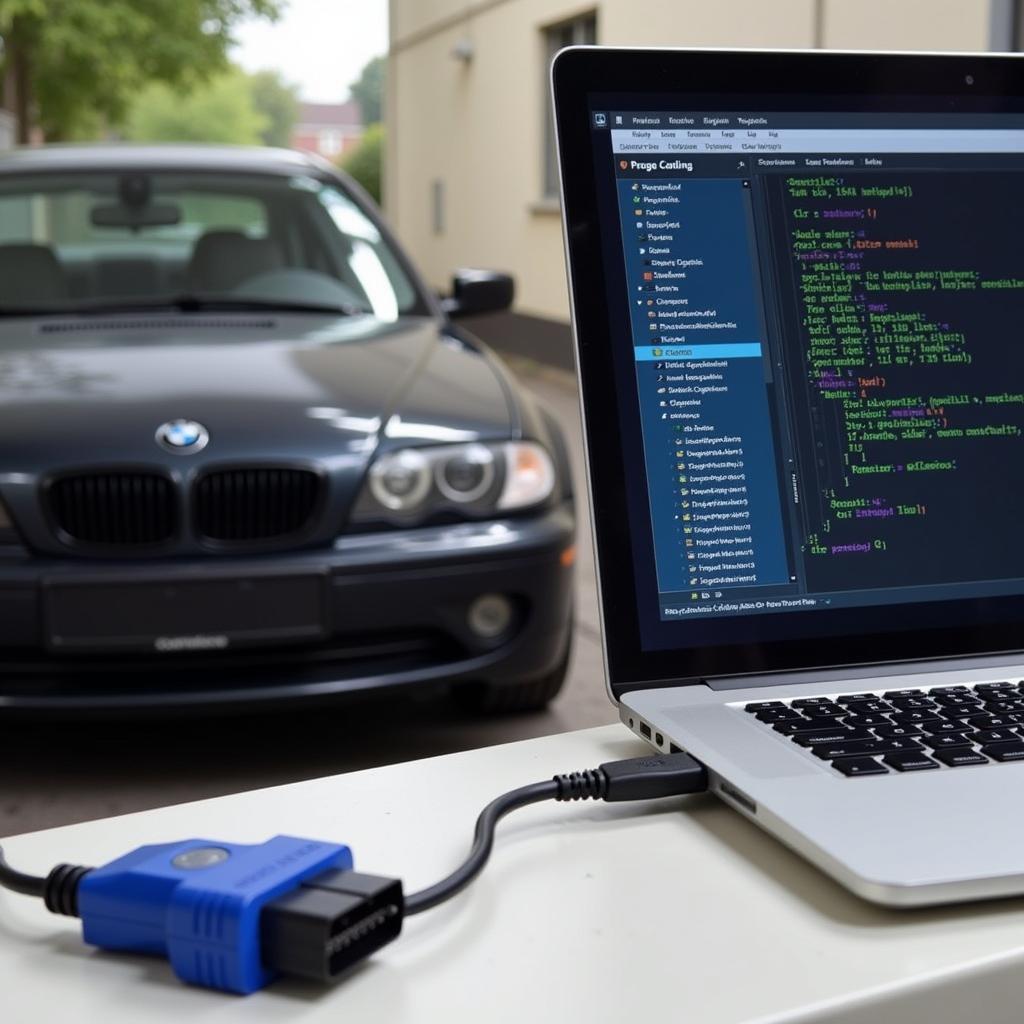 BMW E46 Connected to Laptop for Diagnostics