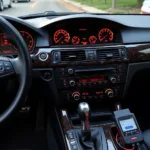 BMW E82 with Auxiliary Gauges Connected to OBD2 Scanner