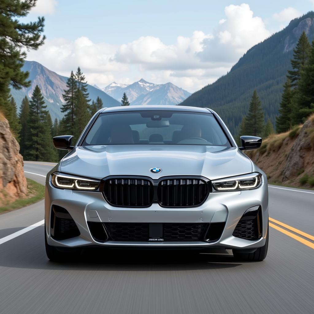 A BMW M3 driving on a winding road